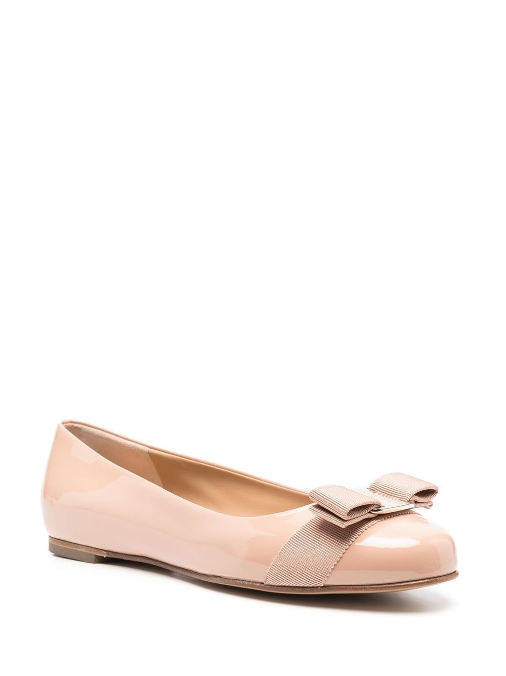 FERRAGAMO Blush Pink Patent Leather Ballerina Flats for Women