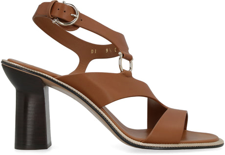 FERRAGAMO Brown Heeled Leather Sandals for Women