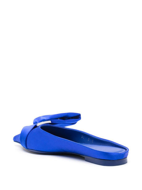 FERRAGAMO Royal Blue Oversized Bow Pointed Toe Slippers