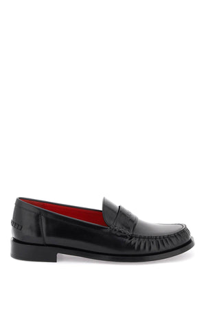 FERRAGAMO Classic Black Leather Loafers with Embossed Logo for Women