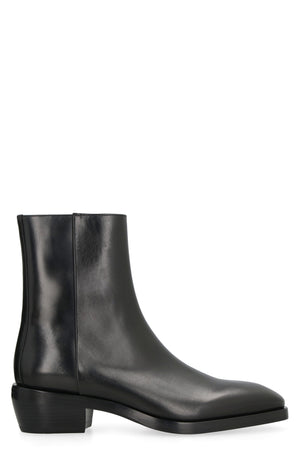 FERRAGAMO Black Leather Ankle Boots - Men's FW23 Fashion Item