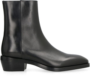 FERRAGAMO Black Leather Ankle Boots - Men's FW23 Fashion Item