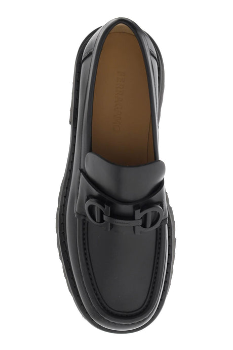 FERRAGAMO Men's Black Gancini Hook Loafers - SS24 Collection
