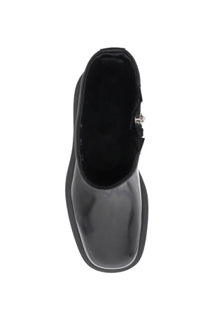 FERRAGAMO Men's Black Leather Ankle Boots with Side Zipper Closure