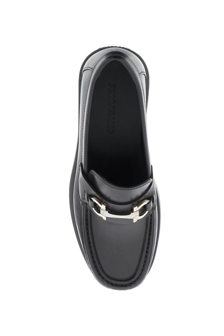 FERRAGAMO Double-Finish Gancini Hook Loafers for Men | Smooth Leather | Rounded Toe | EEE Width