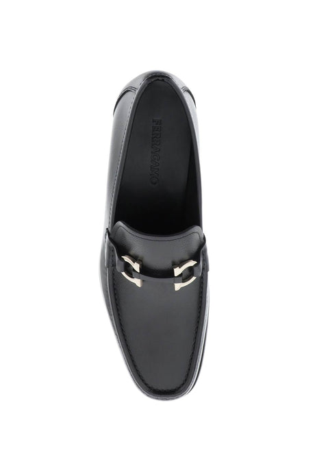 FERRAGAMO Men's Grained Leather Loafers with Gancini Hardware
