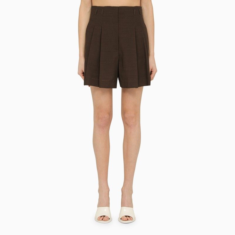 PHILOSOPHY DI LORENZO SERAFINI Brown Wool-Blend High Waisted Shorts for Women