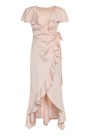 PHILOSOPHY DI LORENZO SERAFINI Pink Ruffled Wrap Dress for Women - SS24 Collection