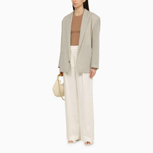 PHILOSOPHY DI LORENZO SERAFINI Light Grey Single-Breasted Wool Blend Jacket for Women