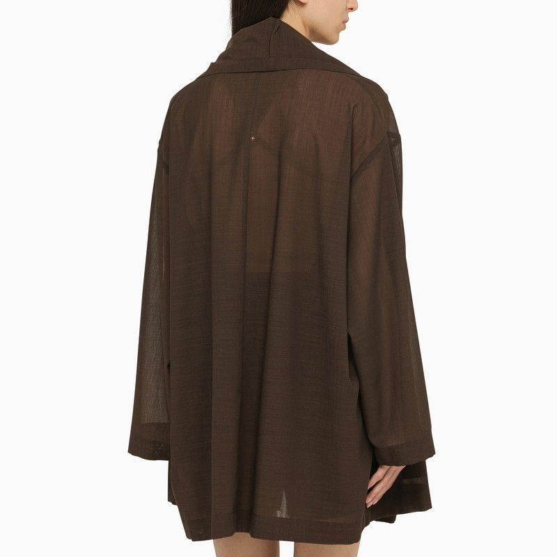 原色: 女士棕色羊毛混纺超大外套