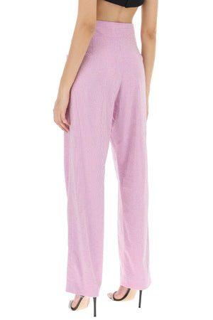 GIUSEPPE DI MORABITO Crystal-Embellished High-Waisted Wide-Leg Pants in Pink for Women