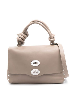 ZANELLATO Beige Leather Handbag for Women with Decorative Studs and Adjustable Strap