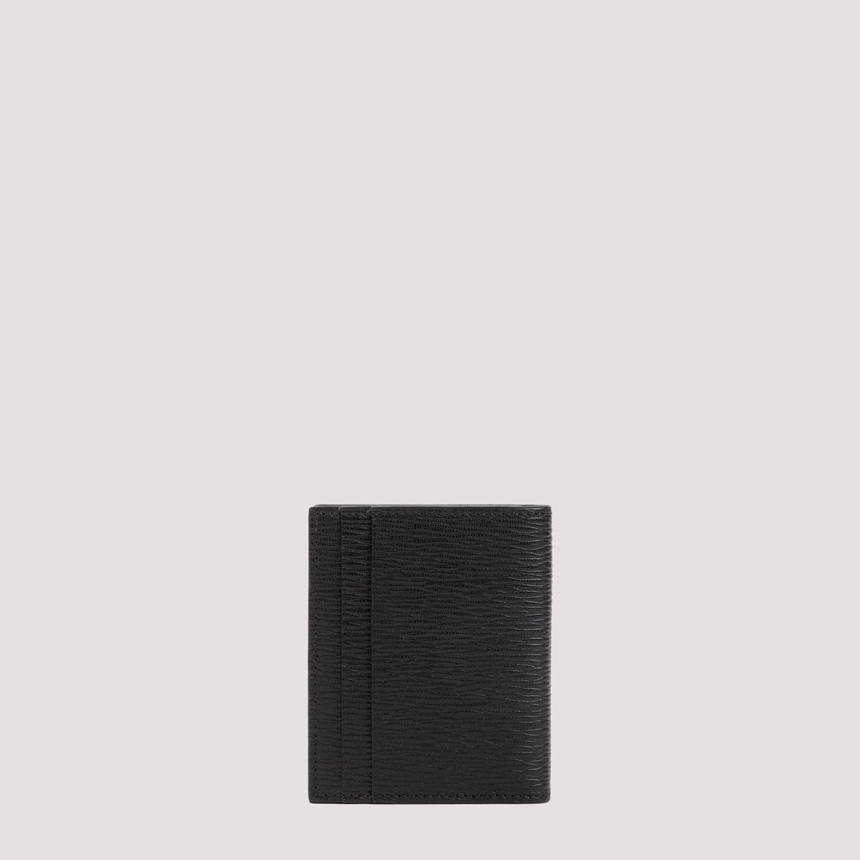 FERRAGAMO Classic Black Leather Credit Card Case for Men - SS24