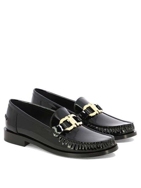 FERRAGAMO Stylish Black Patent Leather Women's Loafers for SS24