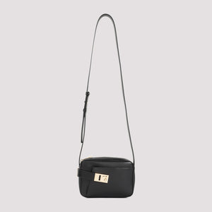 FERRAGAMO Classic Black Leather Crossbody Handbag for Women - Season SS24