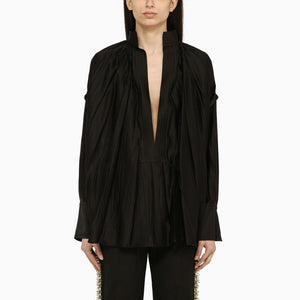 FERRAGAMO Black Viscose Kaftan Shirt for Women - SS24 Collection