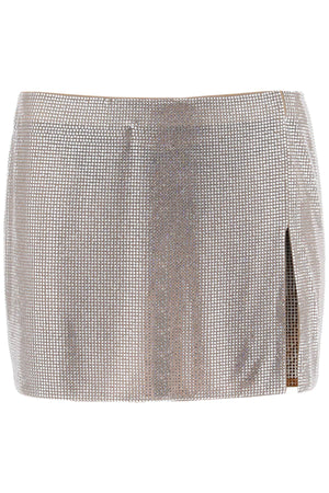 GIUSEPPE DI MORABITO Beige Crystal-Covered Mesh Mini Skirt for Women - SS23