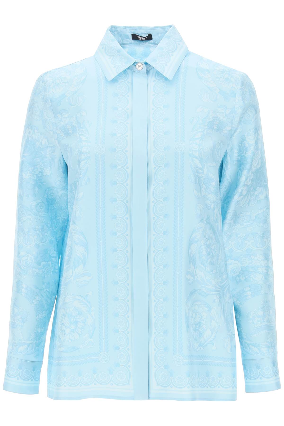 Baroque Pattern Silk Shirt - 淺藍色
