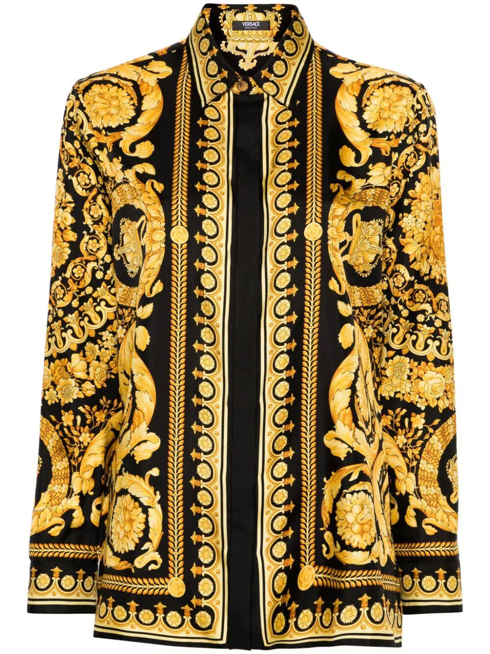 Baroque Print Silk Shirt for Women from Versace's SS24 Collection