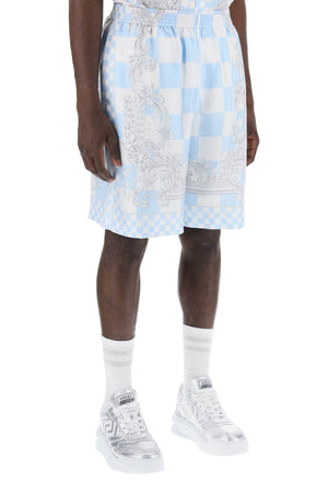VERSACE Luxurious Silk Bermuda Shorts Set for Men - White