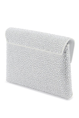 VERSACE Sparkling Silver Satin Envelope Clutch with Iconic Medusa - SS24