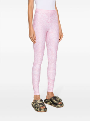 VERSACE Baroque Print Pink Lycra Leggings for Women