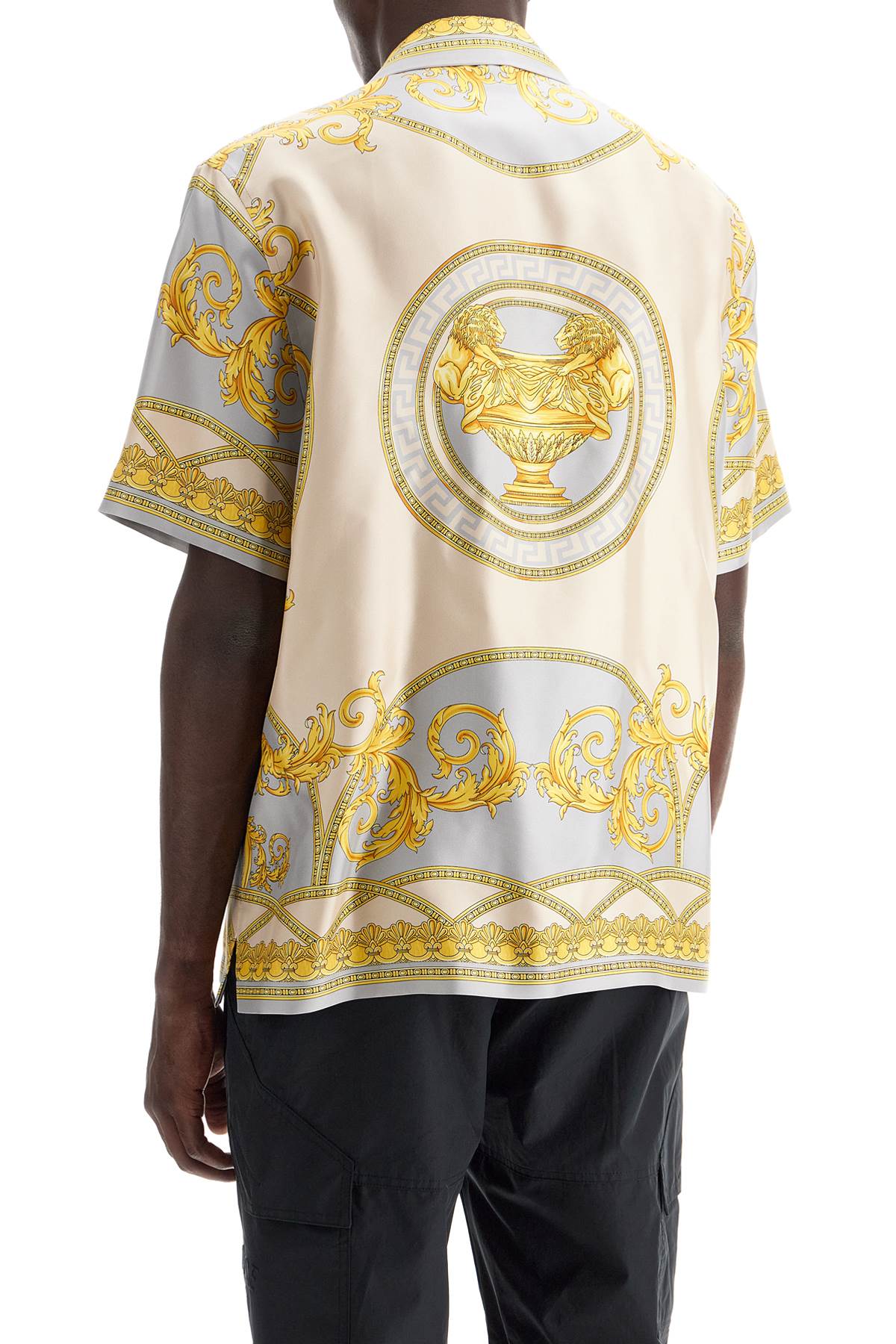 VERSACE PRINTED SILK BOWLING SHIRT FROM THE GODS' COLLECTION