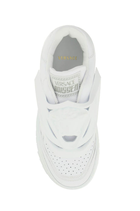 VERSACE ODISSEA Perforated Leather Slip-On Sneakers for Women in White