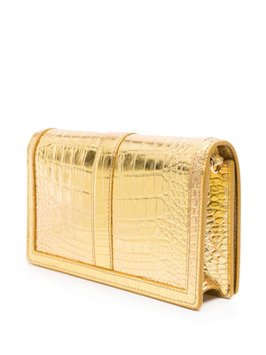VERSACE Goddess Crossbody Handbag - Croco-Embossed Gold Leather - SS24