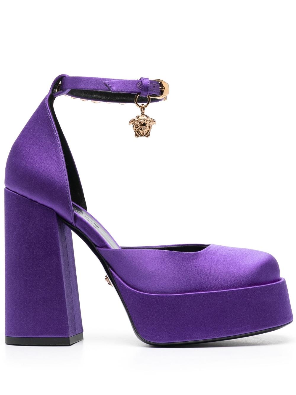 VERSACE Feminine Pink & Purple Leather Platforms for Women - SS23 Collection