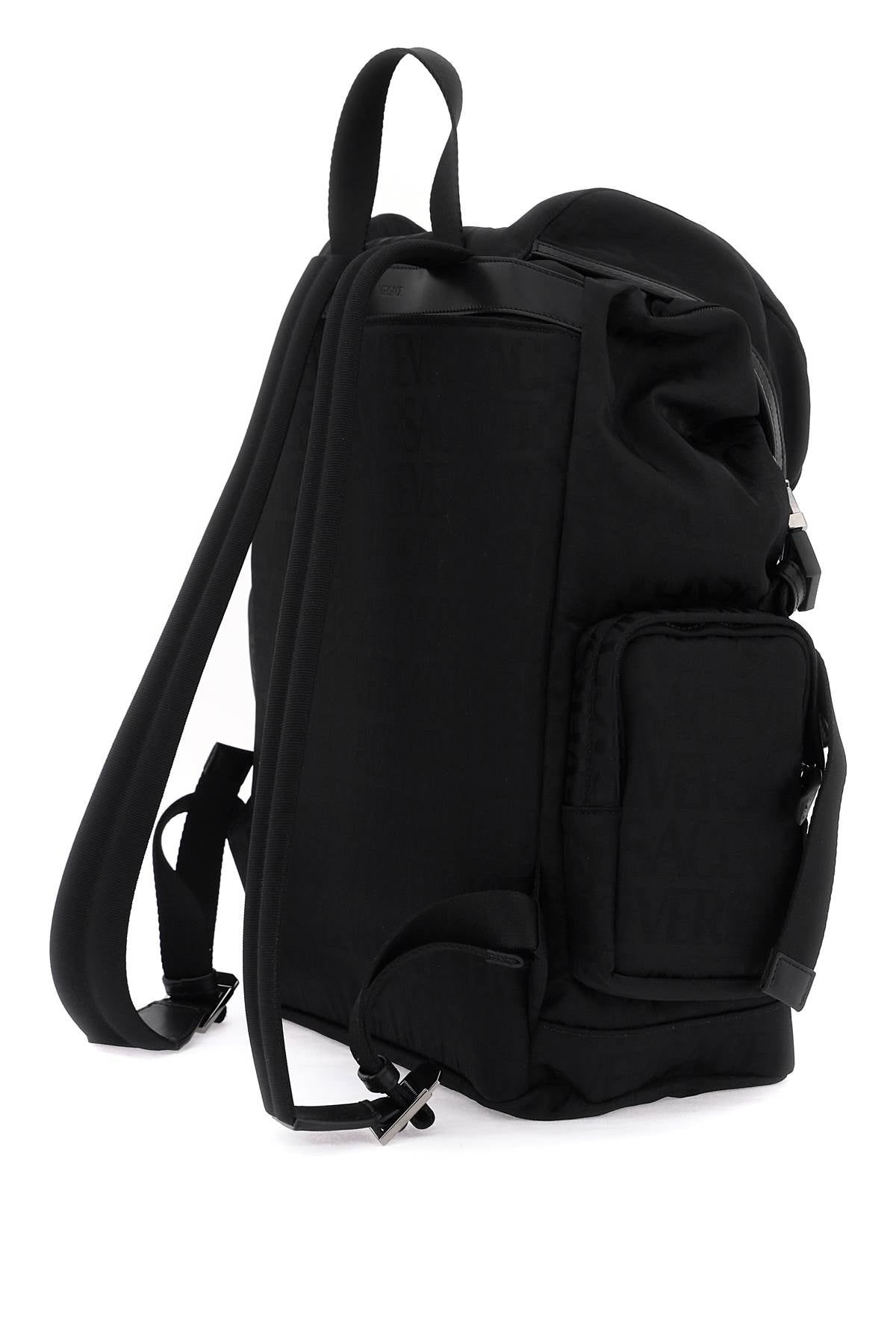 VERSACE Men's Black Allover Neo Nylon Backpack for FW24