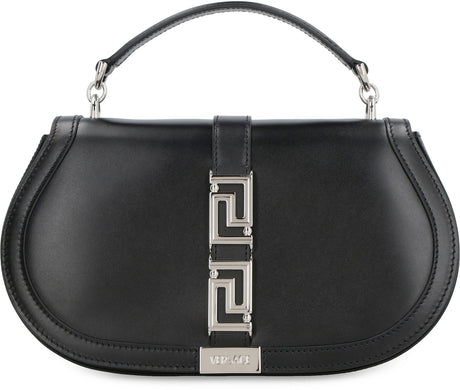 VERSACE Black Greek Goddess Leather Crossbody Handbag for Women - FW23 Collection