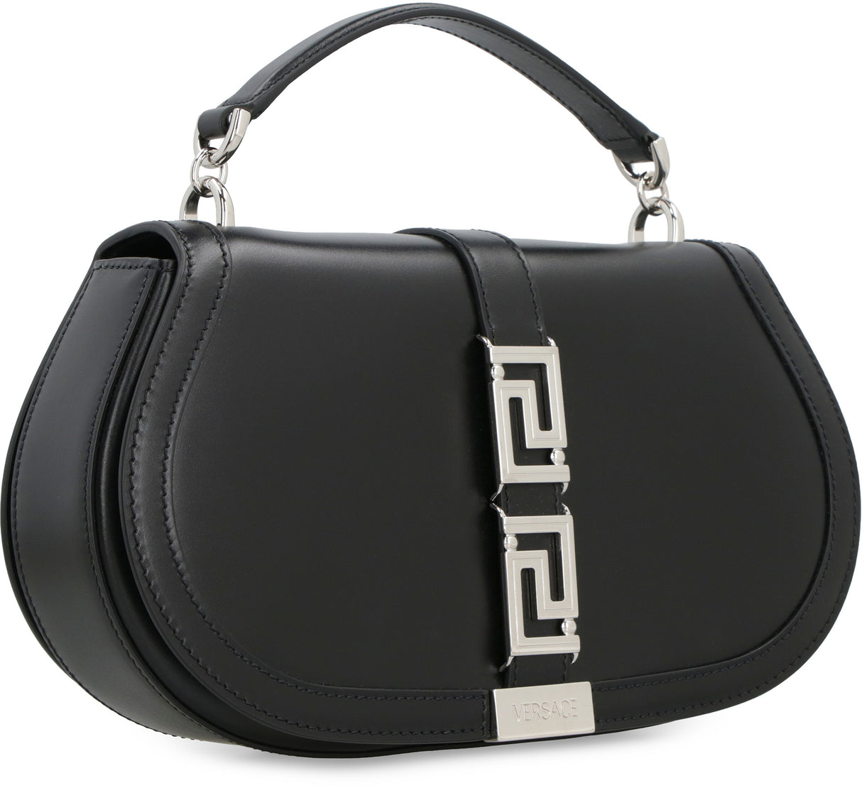 VERSACE Black Greek Goddess Leather Crossbody Handbag for Women - FW23 Collection