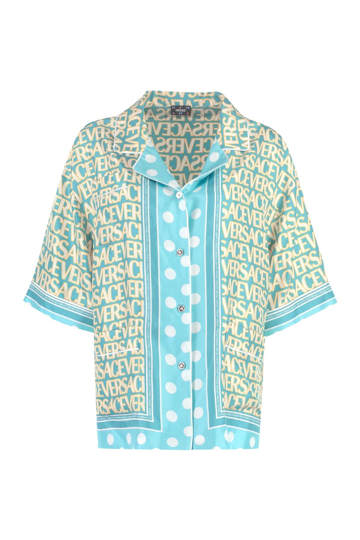 VERSACE Allover Polka Dot Short-Sleeved Shirt for Women - Fall/Winter 2024 Collection
