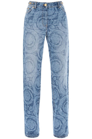 VERSACE Laser Baroque Denim Jeans - Blue