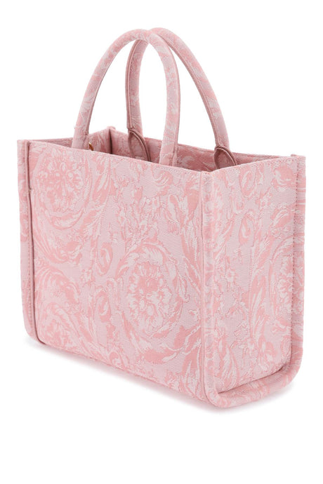 VERSACE Baroque Jacquard Mini Tote Handbag with Vintage Logo, Pink - Women’s Spring/Summer 2024