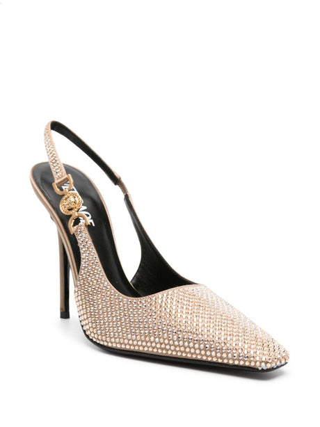 VERSACE Luxurious Satin Embellished Pumps with Gold Medusa Detail