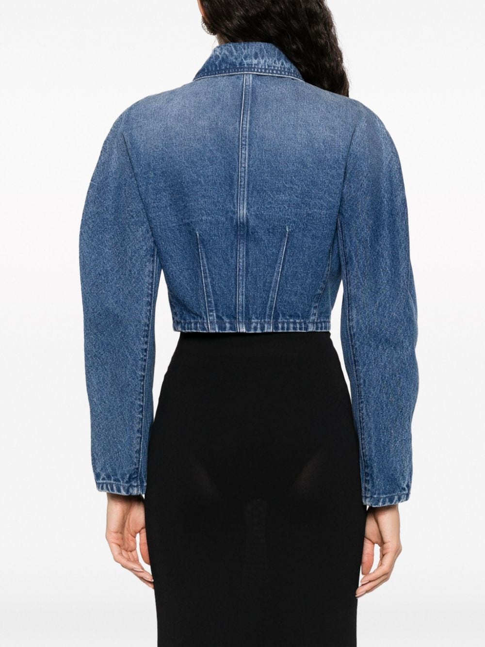 VERSACE Stylish Cropped Denim Jacket for Women in Navy Blue - FW23