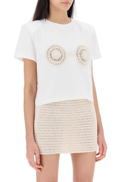 MAGDA BUTRYM CROPPED T-SHIRT WITH CROCHET INSERT