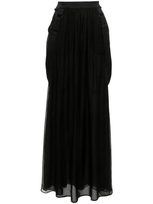 MAX MARA Black Silk Chiffon Long Skirt for Women