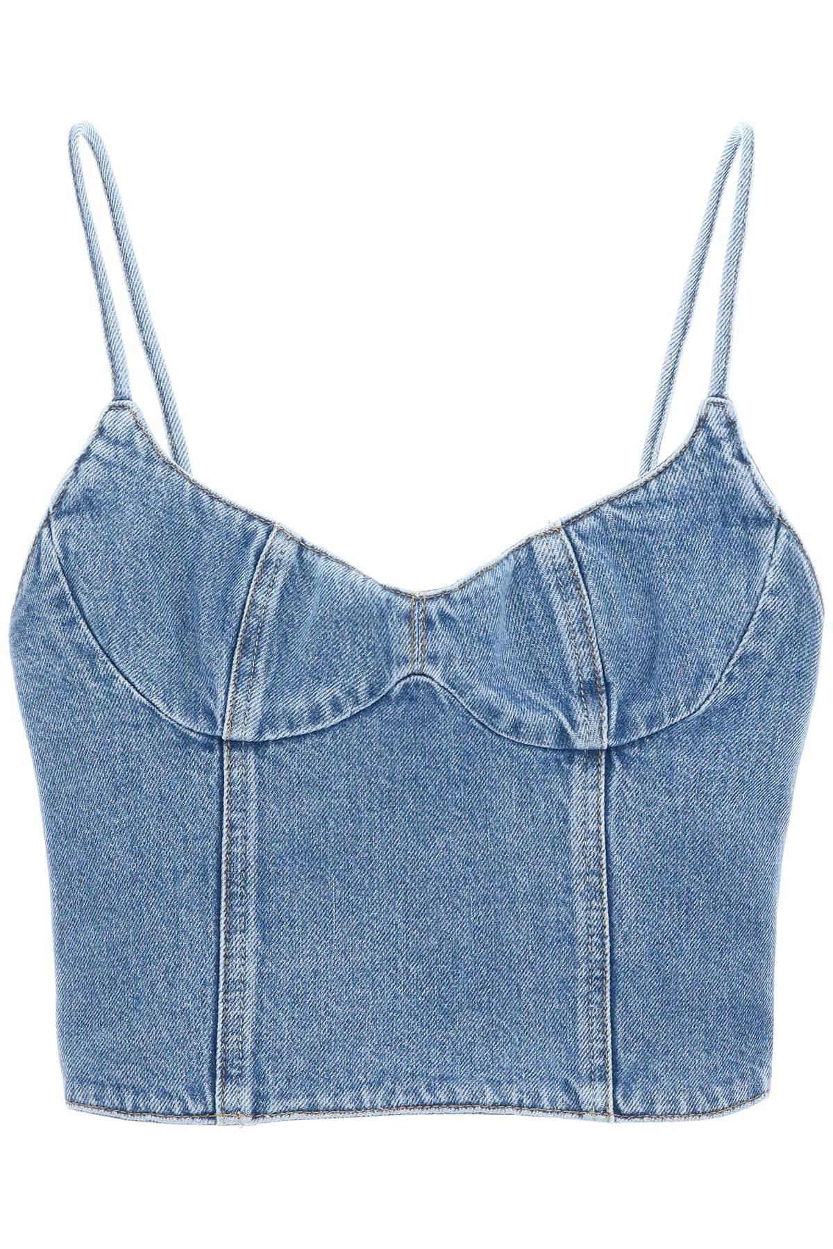 MAGDA BUTRYM Denim Cropped Bustier Top in Light Blue - SS24 Collection