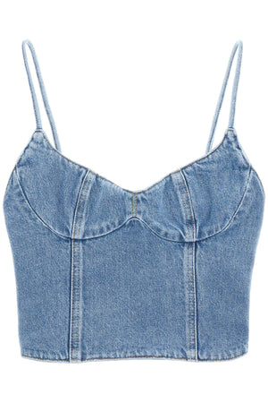 MAGDA BUTRYM Denim Cropped Bustier Top in Light Blue - SS24 Collection
