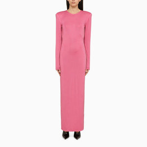 ROTATE BIRGERCHRISTENSEN Pink Dress with Maxi Shoulders - SS24