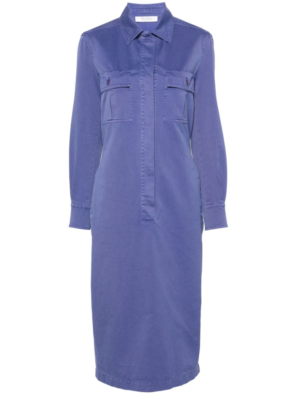 女士紫色棉质中长衬衫裙 - SS24系列