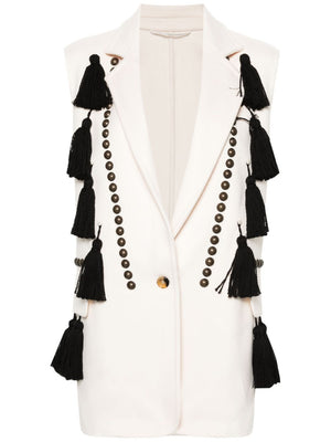MAX MARA Cream White Studded Wool Vest for Women