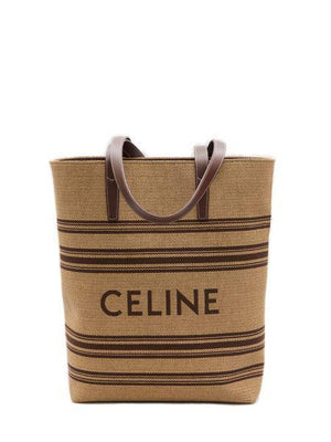 CELINE Museum Handbag in Beige and Brown Rafia-Effect Fabric with Calfskin Trims for Men
