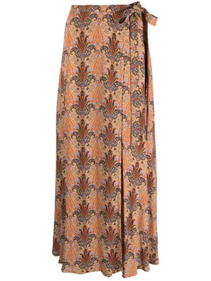 ETRO Fall/Winter 2023 Must-Have: Ocher Amoebas Women's Long Skirt