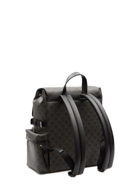 CELINE Triomphe Canvas and Calfskin Backpack in Black for Men - SS24