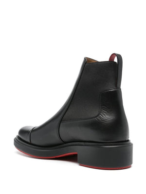 CHRISTIAN LOUBOUTIN Mens Leather Panelled Round Toe Boots - Black