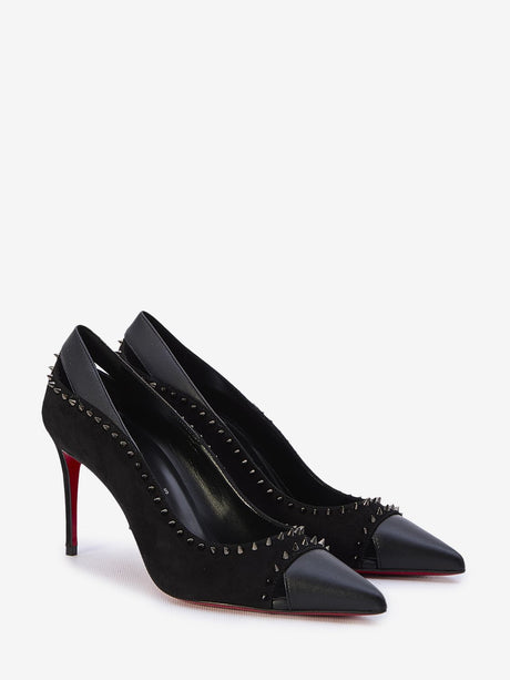 CHRISTIAN LOUBOUTIN Black Leather and Suede Spiked Pumps for Women